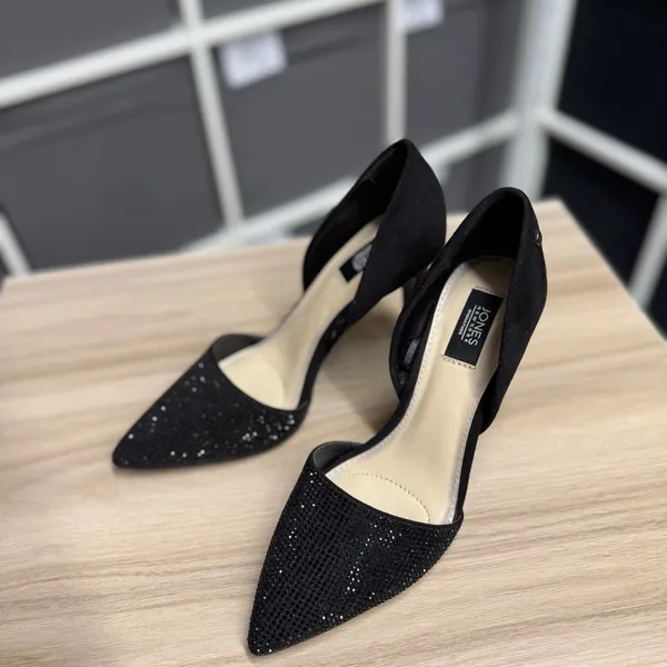Jones New York Catie Pointy Toe Dress Pumps Rhinestone Elegant Black Heels - Image 2