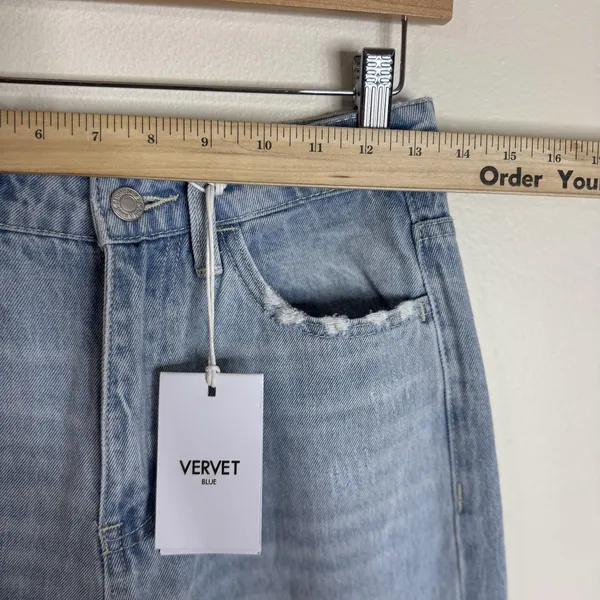 Vervet Blue Jeans Womens 26 Light Wash Leslie 90s Vintage‎ Flare Distressed - Image 5