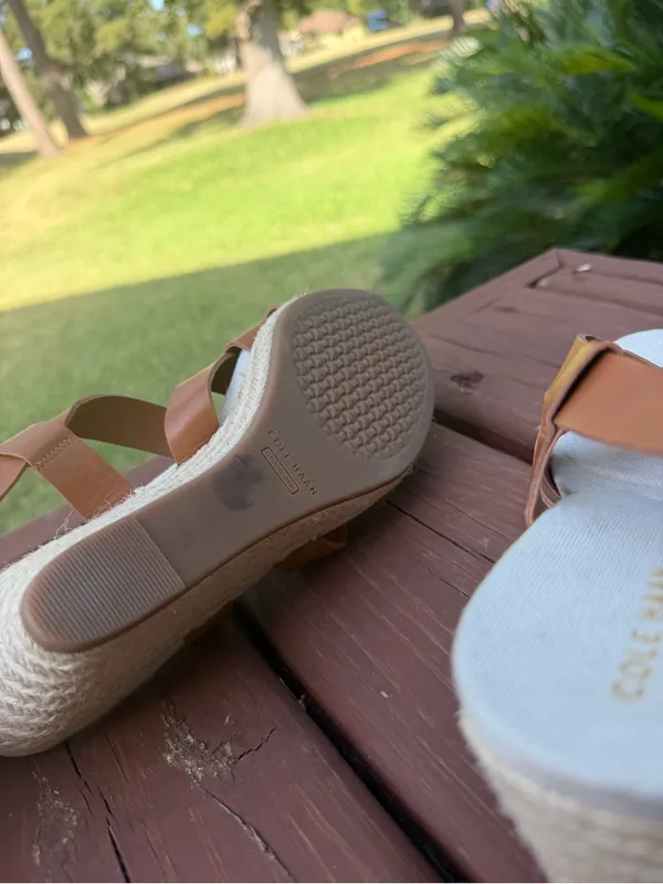 Cole Haan Crystal Honey Leather Espadrille Wedge Sandals Size 8 $150 - Image 9
