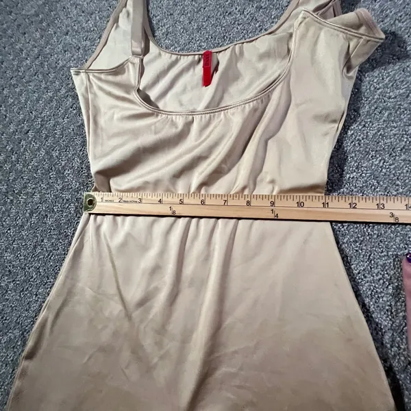 Spanx Shapewear Bodysuit Womens Large Beige Mid-Thigh Scoop Neck Firm‎ Control - Image 9