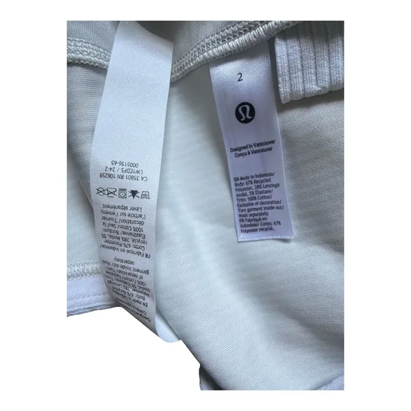 Lululemon Ribbed Softstreme Cropped Tank White Size 2 - Image 4