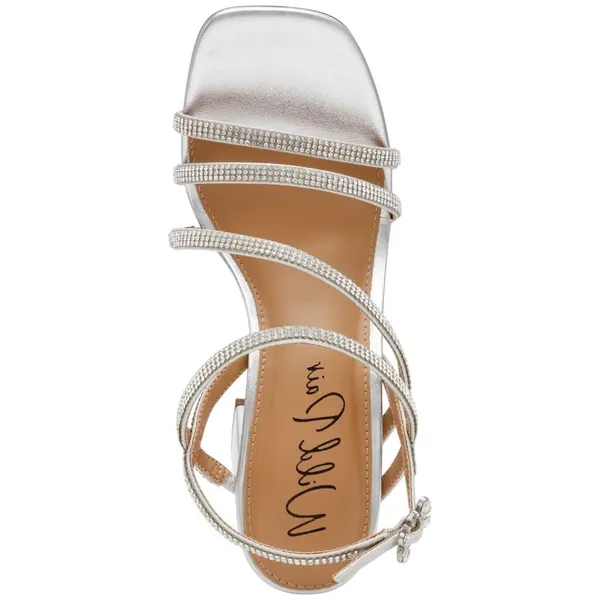 Wild Pair Womens Vinii Strappy Sandals 10020644600 Silver Bling Gray 6M - Image 10