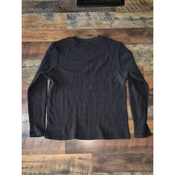 Everlane Black Waffle Thermal Top Medium Crew - Image 6