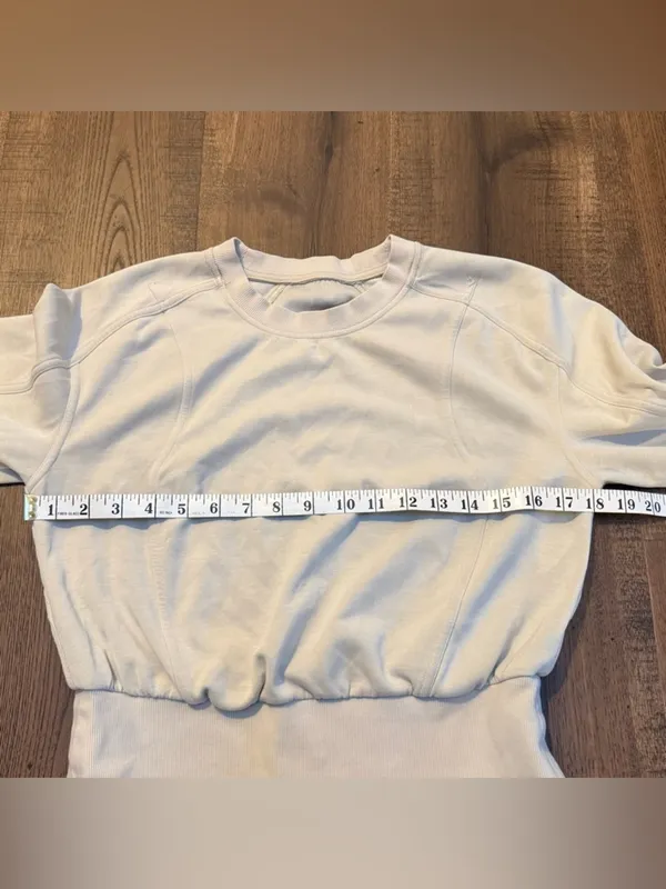 Lululemon Softstreme Ribbed-Hem Pullover‎ Sweatshirt Natural Ivory size 6 - Image 5