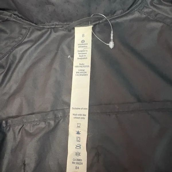 Lululemon Miss Misty Jacket II Zip Up Womens Black Size 4 Waterproof Hood Run - Image 5