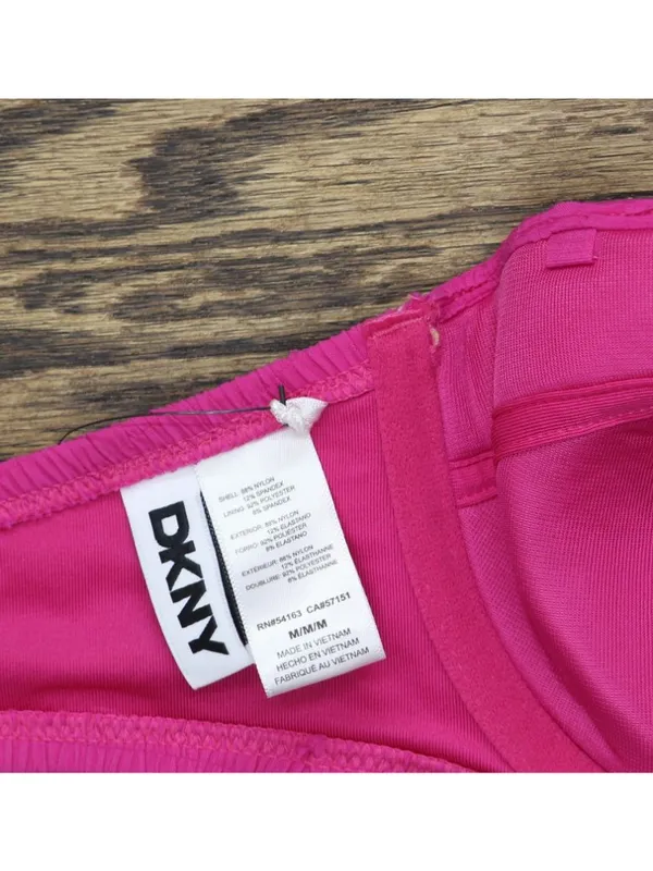 NEW DKNY Textured Molded Balconette Bikini Swim Top DIMTS470 Wildberry Pink M - Image 3