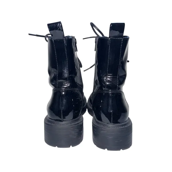 Maurices Harley Combat Boots Faux Patent Leather Lace-up Moto - Image 8