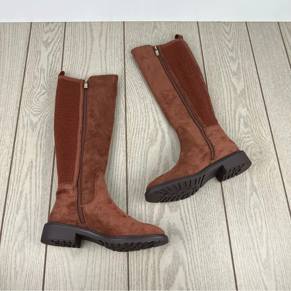 Kenneth Cole Reaction Women's Lionel Tall Boots 7M Caramel Cafe Micro $129 - Image 2