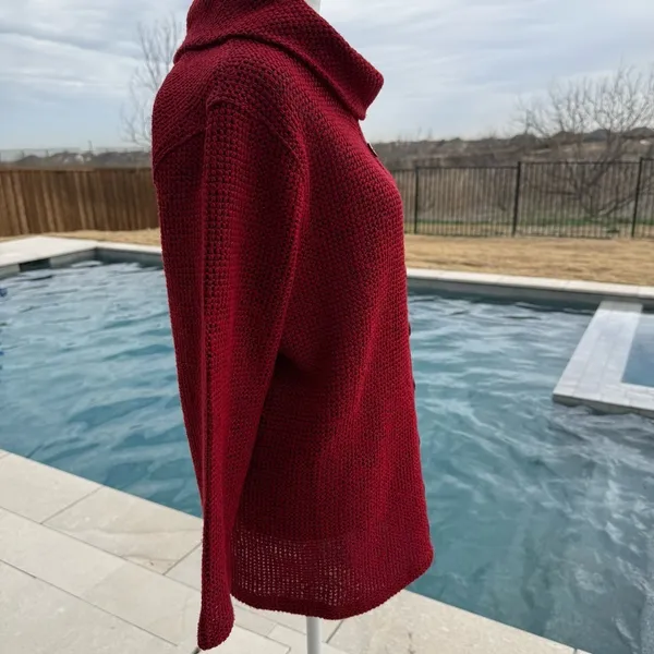 Multiples Merlot Cowl Neck Sweater Size XL - Image 3