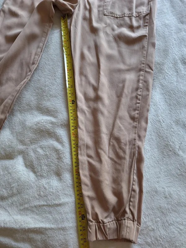 Abercrombie & Fitch 100% Lyocell Tan Paperbag Waist Jogger Pants M - Image 3