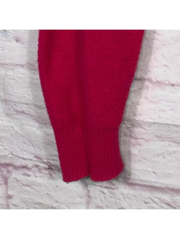 Free People Women’s Hot Pink Cropped Button Cardigan Size Large - Image 4