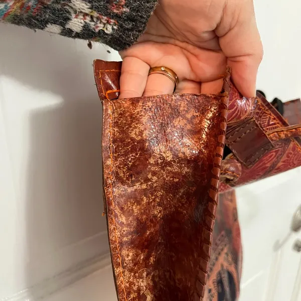 PURE Shantiniketan Leather Large Tote‎ Bag Medium Elephant Handmade Indian Purse - Image 5