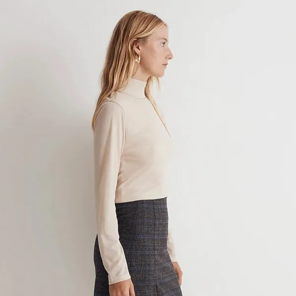 Madewell Semi-Sheer Mock-neck Long Sleeve Sage Green Tee Shirt Top Size XS - Image 3