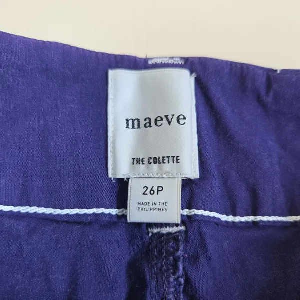Anthropologie Maeve Colette Contrast Stitch Crop Wide Leg Pants Navy Size 26P - Image 7