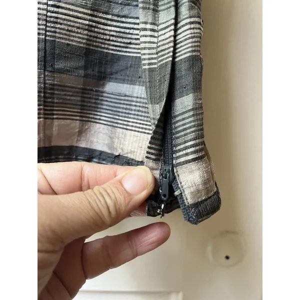 Vtg French Connection Top 12 Silk Striped Earthy Sleeveless Boho Celestial Earth - Image 5