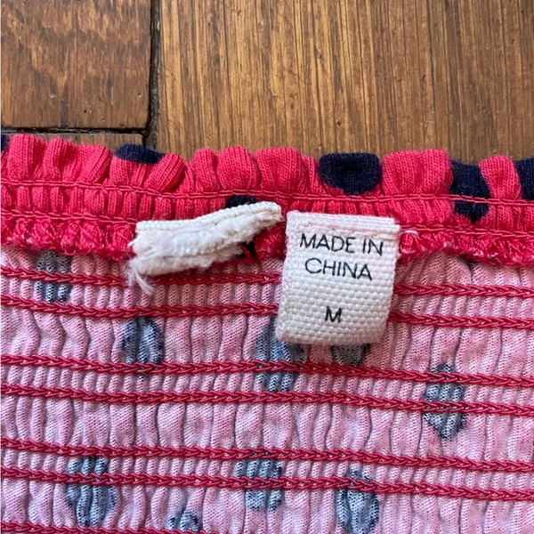Anthropologie Dolan Polka Dot Smocked Puff-Sleeved Boho Top - Size Medium - Image 11