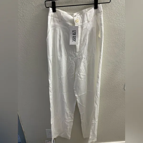 12th Tribe High Waist Wide Leg Off White Trouser Size S Bridal Corporate Spring - Image 2