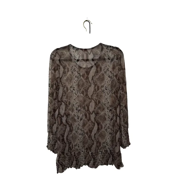 Realize 1X Animal Print Ruffle Cuff Sleeve Tunic Boho Chic Blouse Whimsigoth - Image 2