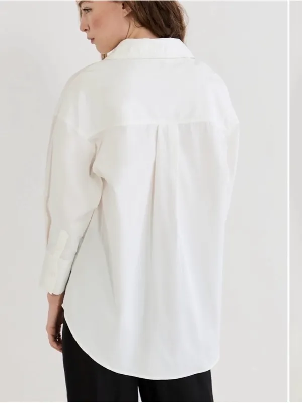 Anine Bing Mika Button Down Shirt XXS White Oversized Capsule Clean Chic Classic - Image 4