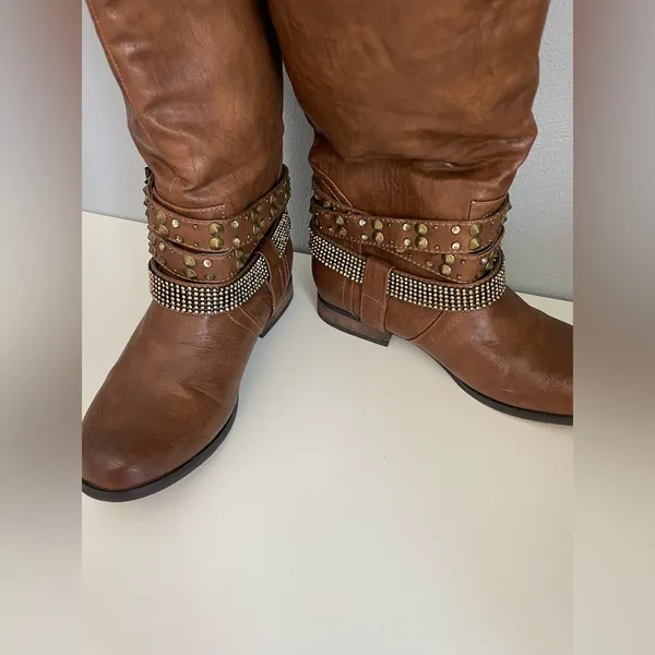 Not Rated "Cocktail Queen" Riding Boots with Studded Rhinestone Straps - Image 8