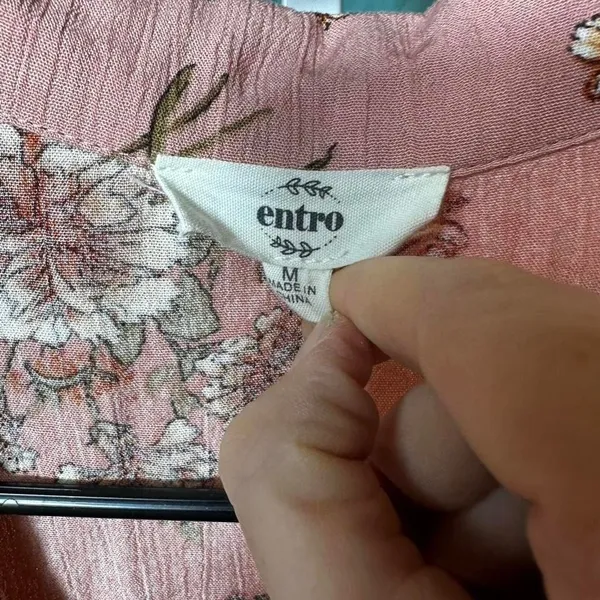 P90. Entro pink floral blouse with wrap front - Image 2