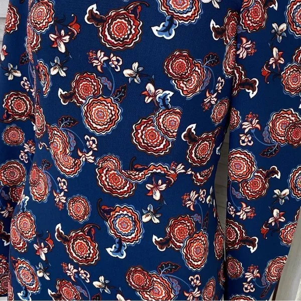 Zara Trafaluc Sheath Dress Floral Long Sleeve‎ Blue Size XS - Image 7