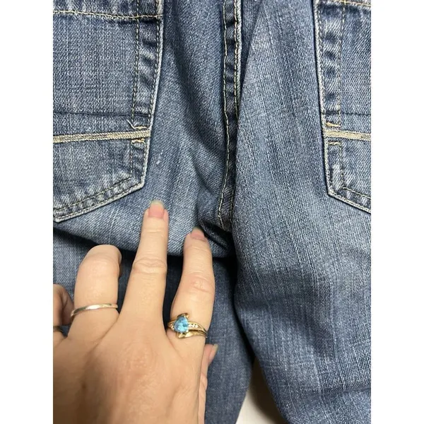 American Eagle Women Blue‎ Medium Wash Low Rise Wide Leg Flare Jeans Size 4? - Image 9