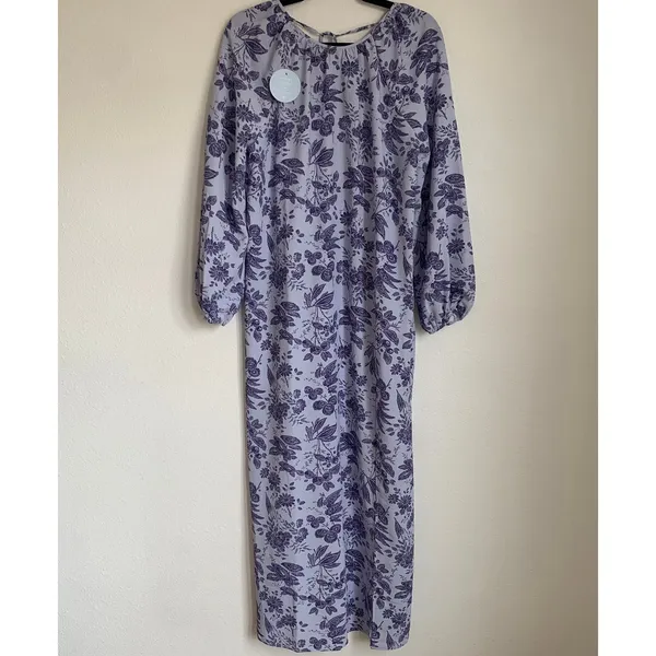 NWT Hill House Allover Print High Slit Maxi Dress in Purple‎ Floral - Image 2