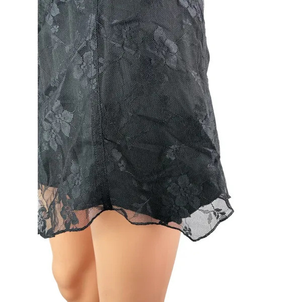 Urban Outfitters Women's Black Floral Lace Sheer Mesh Mini Flare A-Line Skirt M - Image 4