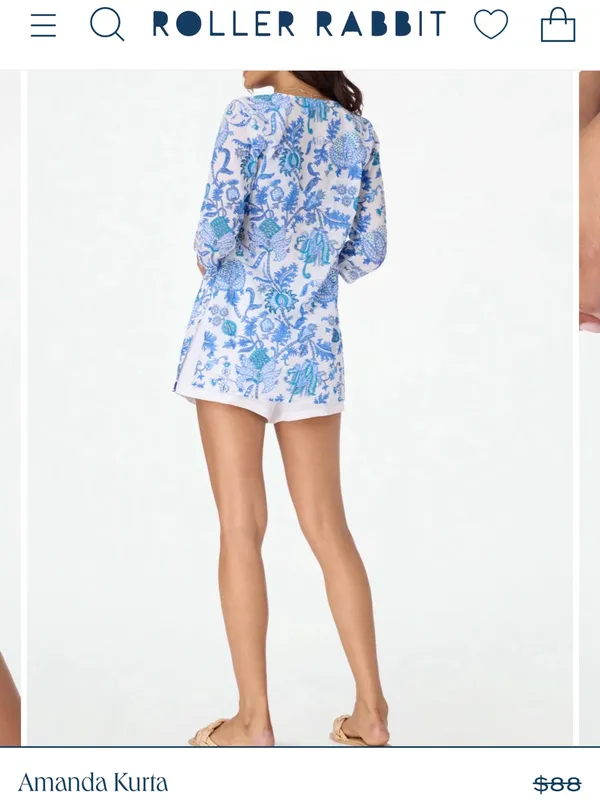 Roller Rabbit Amanda Kurta Top Size Small - Image 2