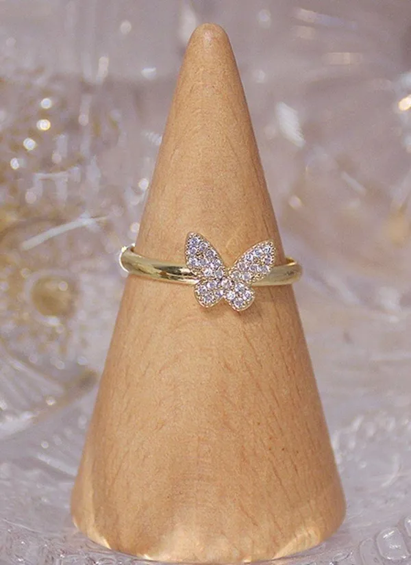 18K Gold Plated Adjustable Gold Butterfly Ring for Women - Image 2