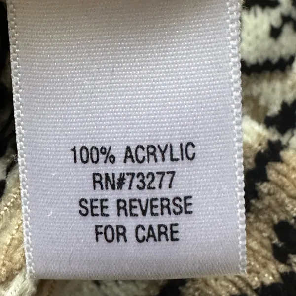 Croft & Barrow Cream Beige Black Nordic Pattern Metal Clasp Closure Sweater Sz L - Image 12