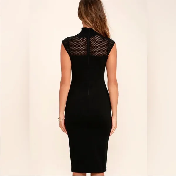 Lulus Detail Therapy Black Bodycon Midi Dress size small - Image 5