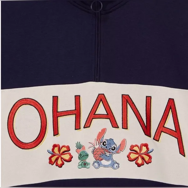 Disney Stitch Ohana Surf Quarter Zip Crew Navy Various Sizes NWT IN PACKAGE - Image 3
