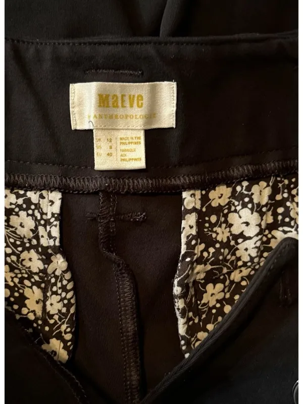 Maeve Anthropologie Naomi Size 8 Black Wide Leg Flare Pants Boho Minimal Classic - Image 5