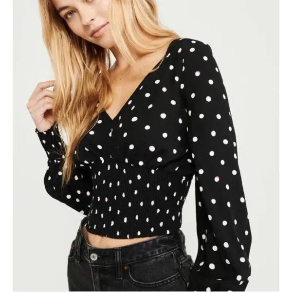 NWT Abercrombie Smocked Waist Polka Dot Blouse sz. S - Image 2
