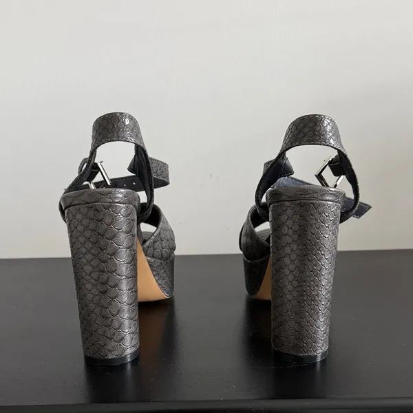 ShuShop Chunky Platform Sandals in‎ Gray with Ankle Strap Sz 6 - Image 4