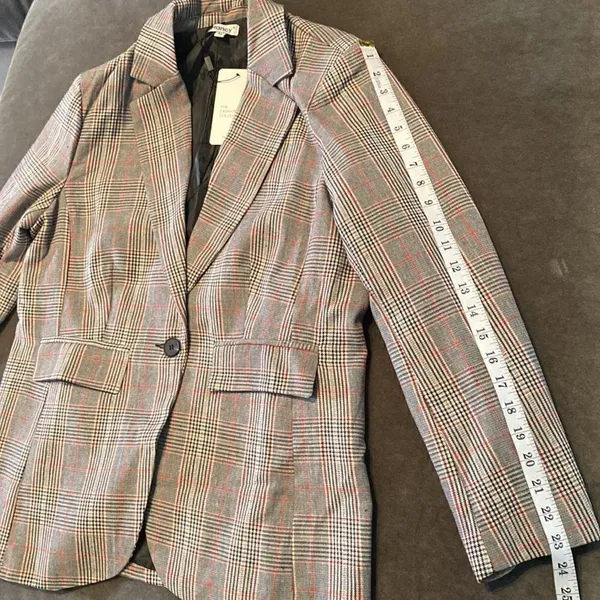 Women’s Oversized Casual Notched Lapel Jacket One Button Plaid Size M NWT - Image 7