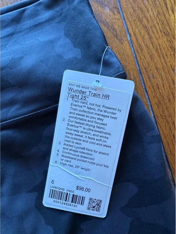 Lululemon Wunder Train High Rise 25” Heritage Camo Black Size 6 NWT - Image 4