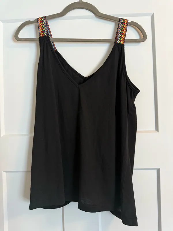 Embroidered strap tank Black Size L - Image 3