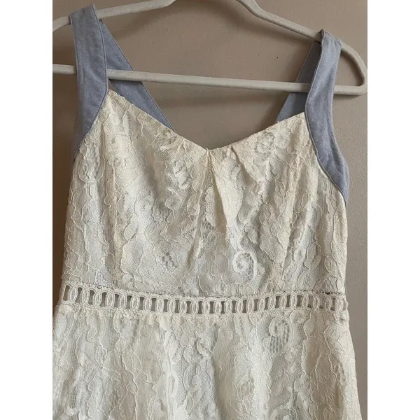 Altar’d State Cream Blue Lace Dress Sz‎ Small - Image 6