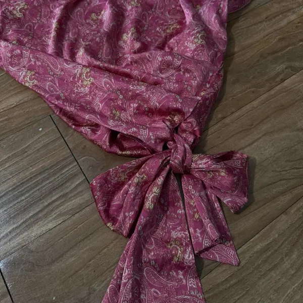 Pink Floral Dress with Bow Detail - Image 2