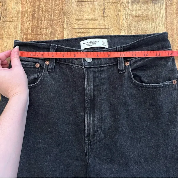 Abercrombie & Fitch‎ Ankle Straight Jeans 27 4 Ultra High Rise Black Distressed - Image 11