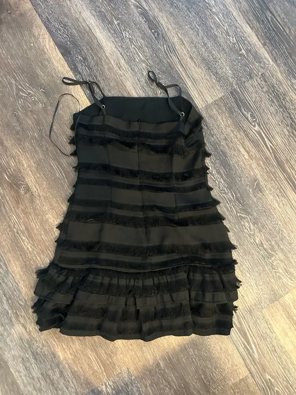 Princess Polly Black Fringe Ruffled Mini Dress - Image 4