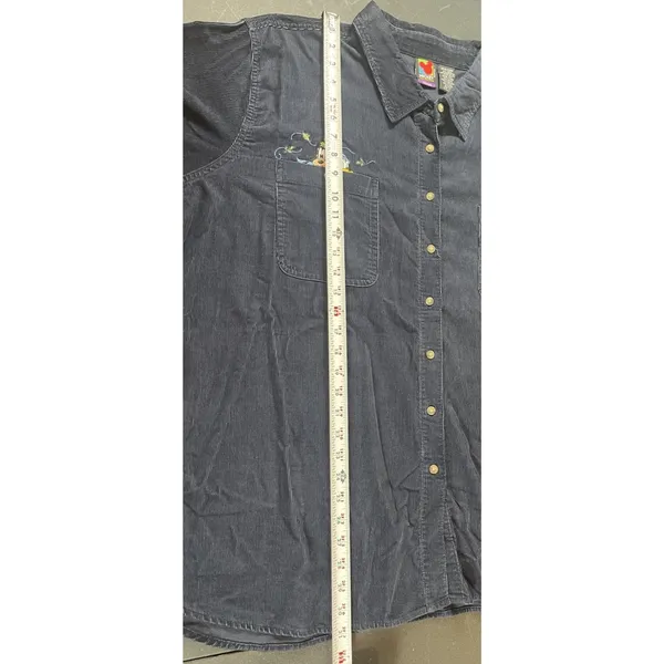 Vintage Mickey Characters Corduroy Button Up Shirt Disney Embroidered Plus 26W - Image 8