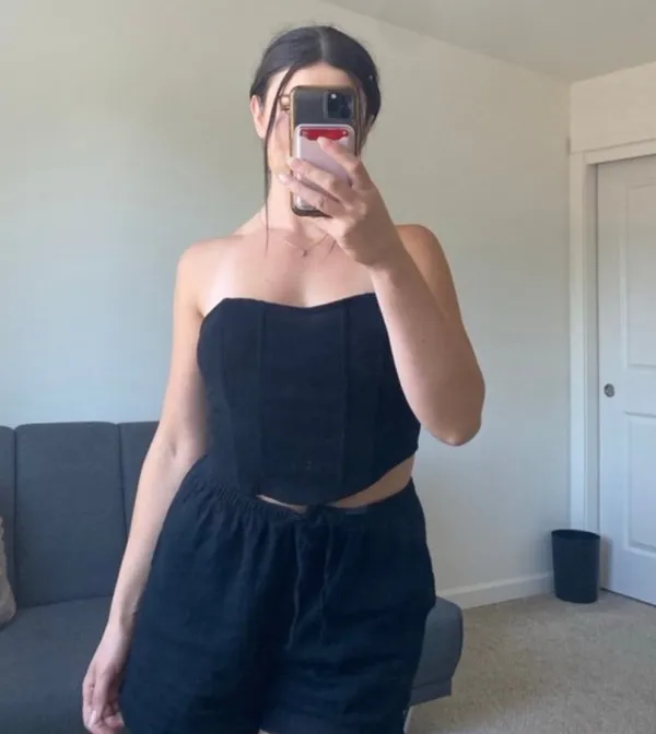 Black corset crop top Size M - Image 2