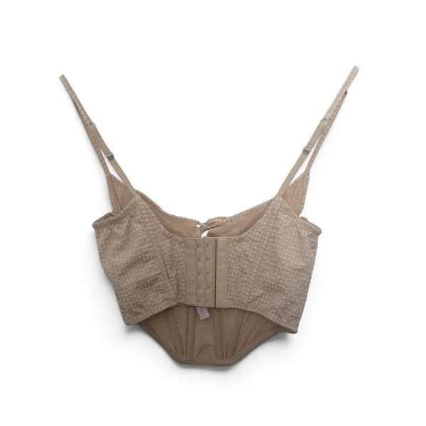 Out From Under Urban Outfitters Cream Seersucker Corset Bustier Top Small - Image 3