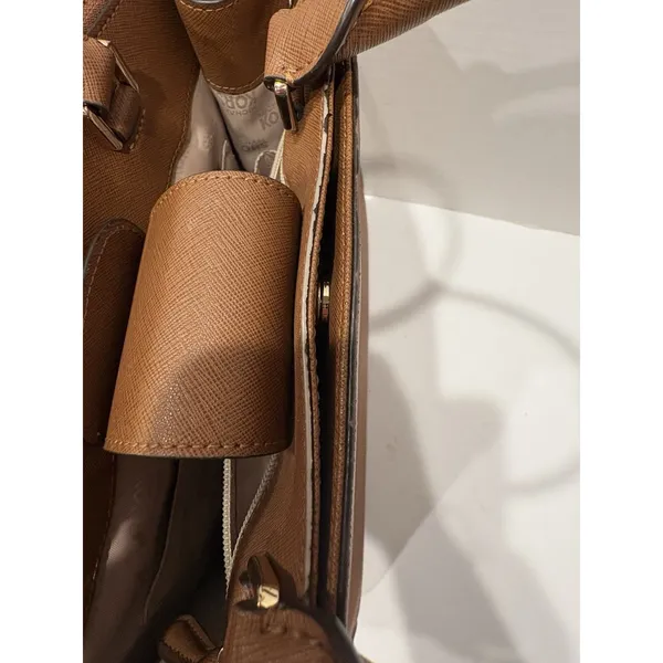 Michael Kors Leather Karla Small EW Top Handle Satchel Bag Crossbody Luggage - Image 6