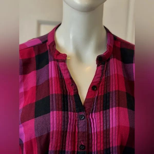 Victoria’s Secret PINK 100% Cotton Y2K Red/Black Plaid Shirt S Large F2 - Image 6