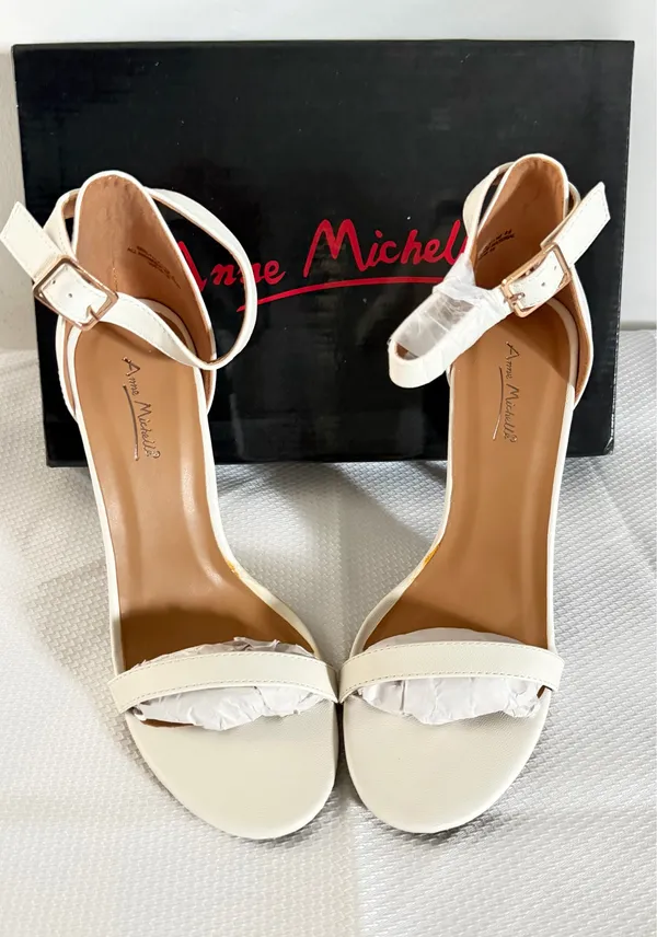 Anne Michelle White Open Toe Stiletto Heels - Image 6